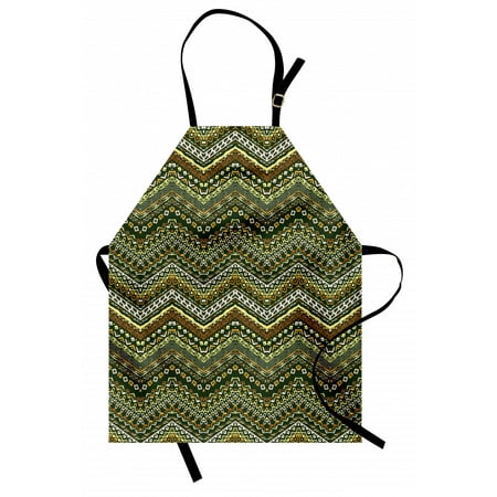 

Zambia Apron African Style Chevron Pattern with Tribal Ethnic Ornament Design Unisex Kitchen Bib Apron with Adjustable Neck for Cooking Baking Gardening Brown Yellow Pale Caramel by Ambesonne