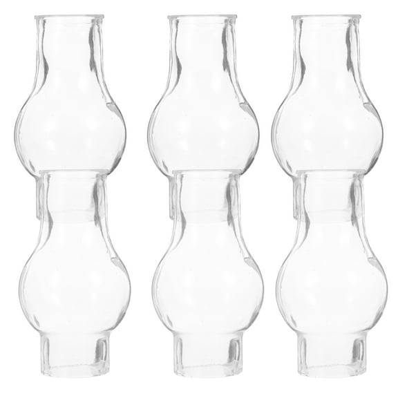 6pcs Vintage Oil Lamp Chimney Replacement Glass Shades for Kerosene Lamps, Clear Lamp Covers