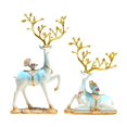 thumbnail image 1 of 2 piezas de estatuas de alce figuras esculturas de ciervos artesanías de resina figuras animales fengshui adorno para el festival de año nuevo oficina Azul claro, 1 of 9