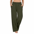 thumbnail image 4 of Women High Waist Stretch Cargo Pants Fleece Lined Relaxed Fit Multiple Pockets Baggy Straight Leg Sweatpants, 4 of 5