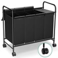 thumbnail image 2 of (2 pack) Nefoso 4 Section Laundry Hamper with Lid and Wheels, 200L Large Laundry Basket Sorter Cart with Handle, Clothes Storage, Black, 2 of 9