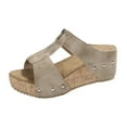 thumbnail image 2 of HAOTAGS Wedge Sandals for Women Comfortable Walking Platform Shoes Khaki Size 8.5, 2 of 9