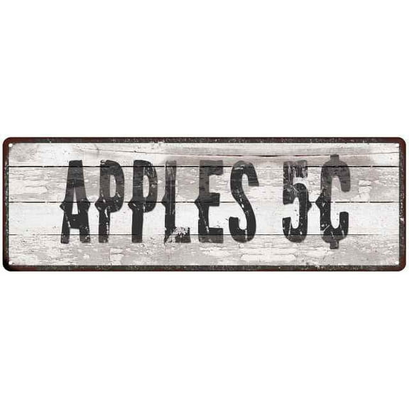 APPLES 5Â¢ Ship Lap Look Country Chic 6x18 Metal Sign Wall Decor 206180044056