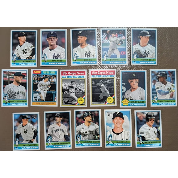 2025 Topps Heritage Baseball Team Set 16 Cards Yankees Judge Jazz Mantle