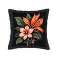 thumbnail image 4 of Set of 2 Decorative Throw Pillow Covers 18x18in - Black Floral Design with Vibrant Orange & Pink Flowers for Couch Bed Car, 4 of 8