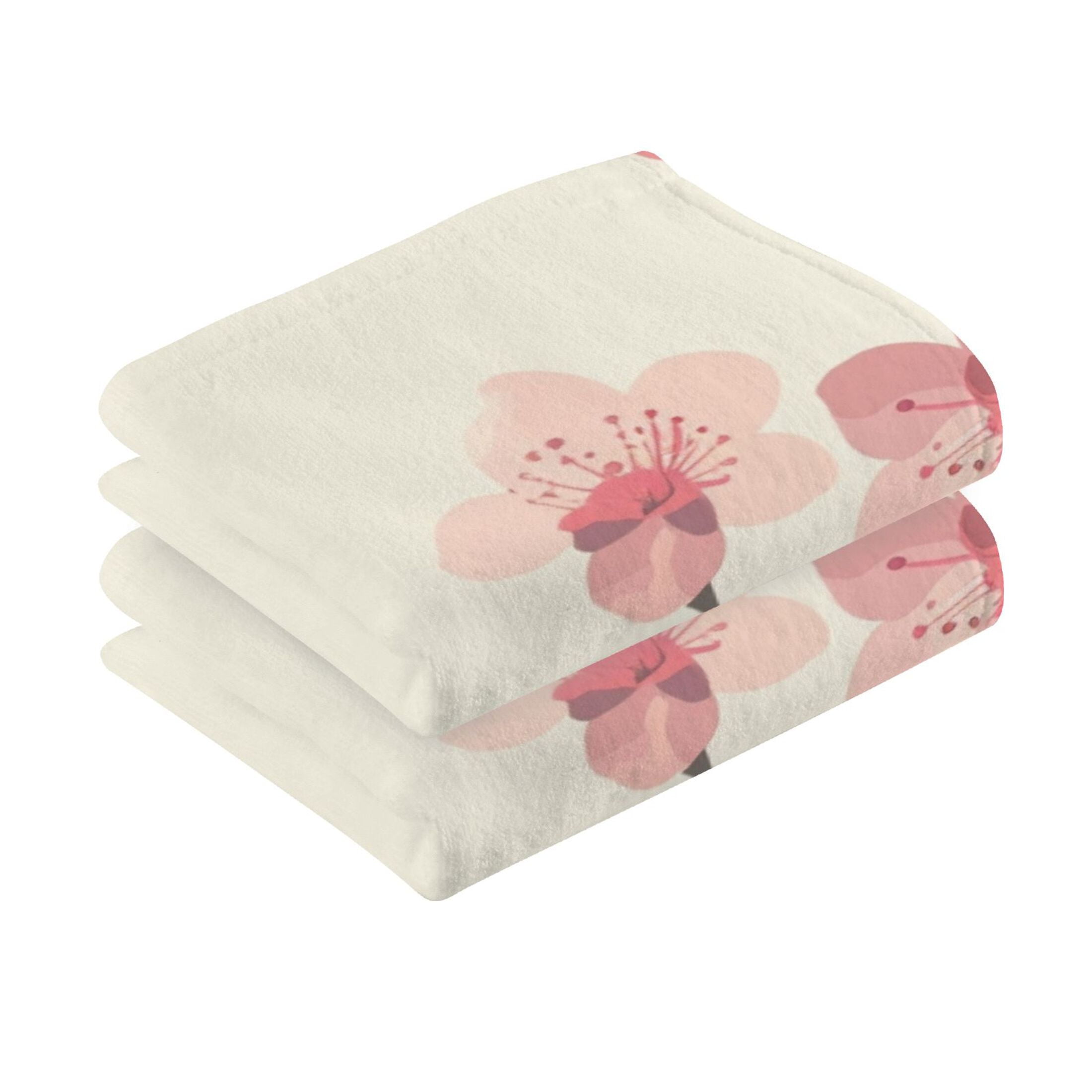 Delicate Cherry Blossoms 2 Pcs Hand Towel Set Cotton Absorbent Soft Face Towels Bath Towels for Bathroom Kitchen Shower Hotel Decor 16"x28"