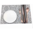 thumbnail image 4 of Silver Placemats Dining Table, Heat-Resistant Placemats Stain Resistant Anti-Skid Washable PVC Table Mats Woven Vinyl Placemat, Set of 6, 4 of 4