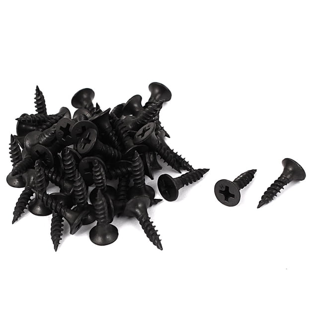 Tornillos autorroscantes de cabeza plana Phillips de zinc de 16 mm M3.5, color negro, 50 piezas