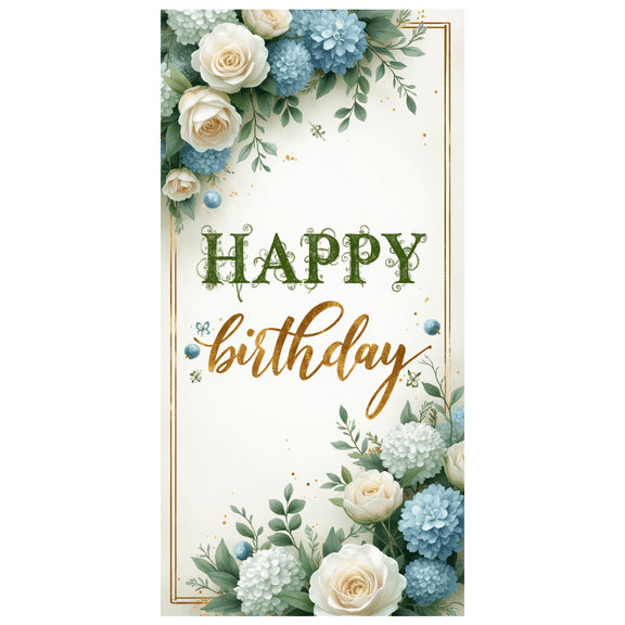 Floral Design Banner Decorative Flowers Elegant Backdrop for Birthday Celebration Indoor Decor Party Decoration