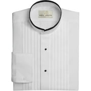 Neil Allyn Mens Banded Collar 1/2 Pleats Tuxedo Shirt with Black Piping