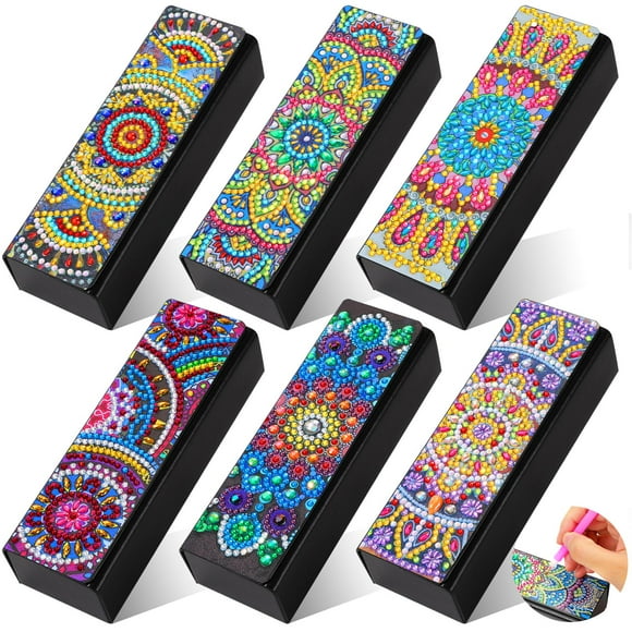 Estuche para anteojos de sol con pintura de diamantes Copkim, 6 unidades, cuero PU