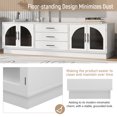 thumbnail image 5 of TV Stand for 75 Inch TV, Entertainment Center with Storage Cabinets and 3 Drawers, Media Console Cabinet with Adjustable Shelves and Glass Doors for Living Room, White, 5 of 7