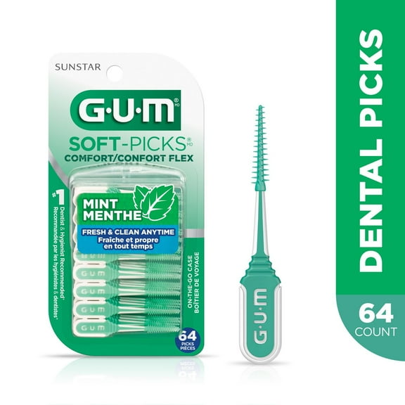 GUM® Soft-Picks® Comfort Flex, Mint Flavoured, Travel Case, 64 picks