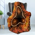 thumbnail image 4 of Fractal Soft Flannel Fleece Throw Blanket, Abstract Electromagnetic Waves Textured Effects Graphic Image, Cozy Plush for Indoor and Outdoor Use, 70" x 90", Vermilion Brown, by Ambesonne, 4 of 5