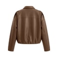 thumbnail image 5 of Iyufng Faux Leather Cropped Jackets for Women Collared Long Sleeve Full Zip Loose Casual Short Outerwear, 5 of 7