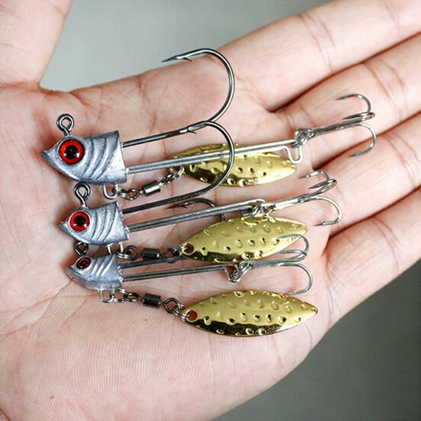 3D Eyes Jig Head with Hard Spoon Bait Lead Jig Hook for Soft Lure