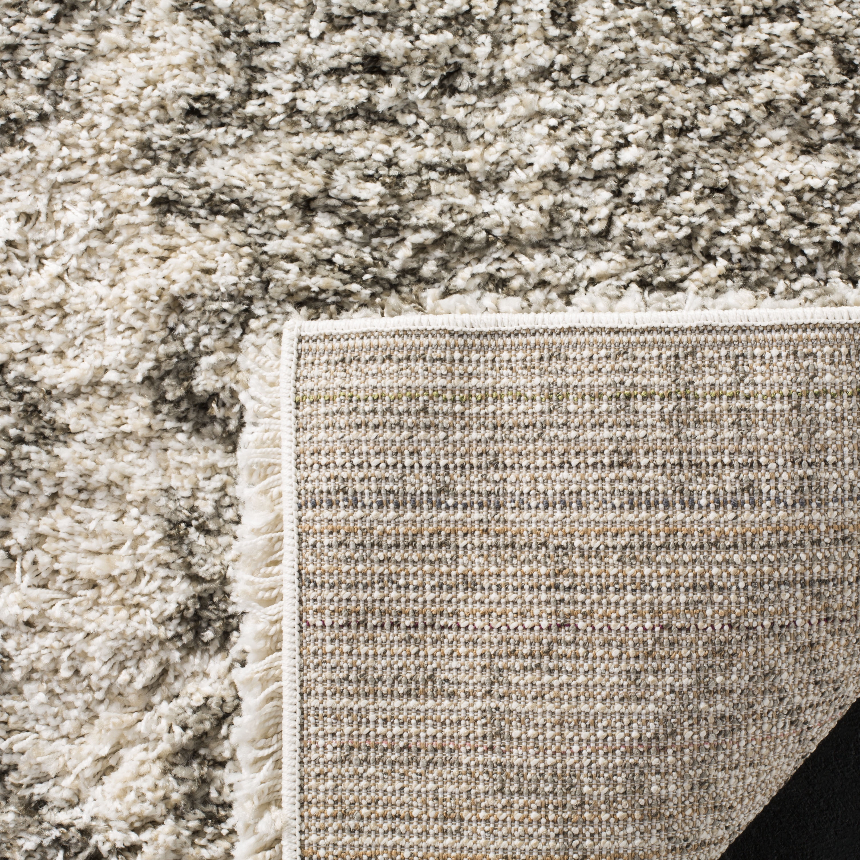 SAFAVIEH Hudson Raphael Geometric Shag Area Rug, Ivory/Grey, 7' x 7' Square