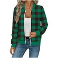 thumbnail image 3 of LWITHSZG Womens Bomber Jacket Christmas Fall Winter Fashion Waffle Plaid Jackets Long Sleeve Going Out Tops Full Zip up Coat with&nbsp;Pockets Size XXL, 3 of 6