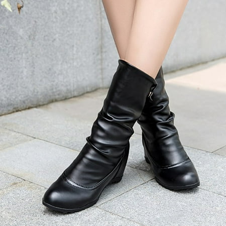 

Herrnalise Women s Fold-Over And More Wear High-Heeled High-Heeled Short Boots clearance under 5
