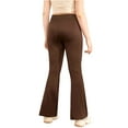 thumbnail image 3 of JanJean Kids Girls Fashion Flared Pants Yoga Pants Solid Color V-Shaped Waistband Casual Bootcut Brown 140, 3 of 4