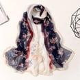 thumbnail image 2 of QASIEATN 160*50cm Women Flower Print Long Soft Wrap Scarf Simulation Silk Shawl Scarves Daily Wear Casual Accessories Scarf for Women, 2 of 6