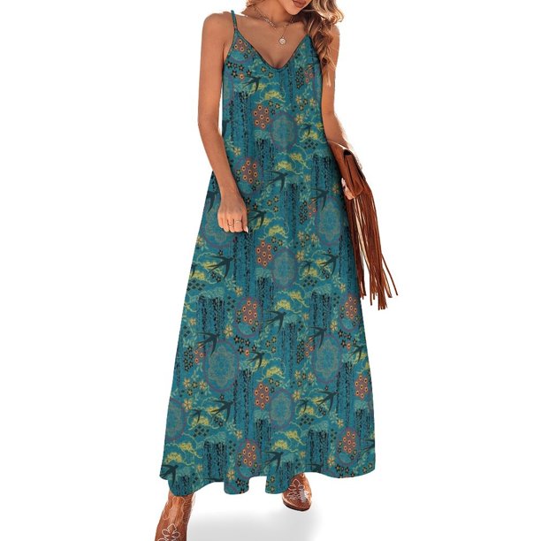 Conjuntos elegantes para mujer sin mangas con vestido de jardín japonés en color verde azulado, dorado, rojo y negro Ropa femenina