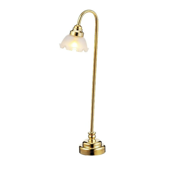 1/12 Scale Dollhouses Miniature Frosted Gold Table Lamp With LED Light Battery Operated For Realistic Interior Design
