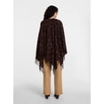 thumbnail image 2 of Scenario Women's Fringe Ruana, Mid-weight, Brown Leopard, 2 of 4