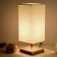 thumbnail image 4 of FSLiving Bedside Lamp with Timer Plug in Desk Lamp for Bedroom Wood Decor Nightstand Lamp with Square Fabric Shade for Living Room,Dorm,Home Office - Bulb Not Included - 1 Pack, 4 of 7