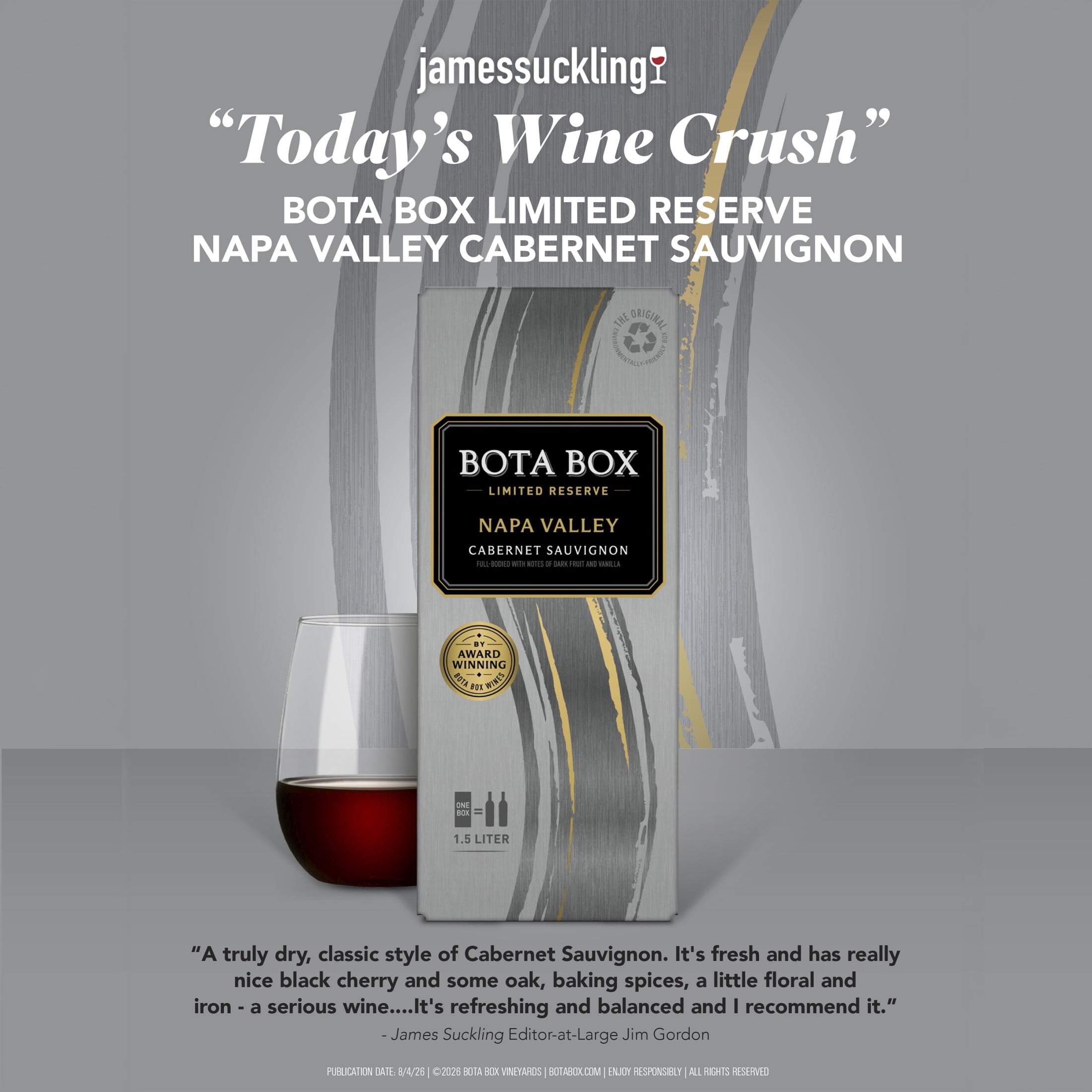 Bota Box Limited Reserve Napa Valley Cabernet Sauvignon, 1.5L (Equals Two x 750mL Glass Bottles), 13.5% ABV