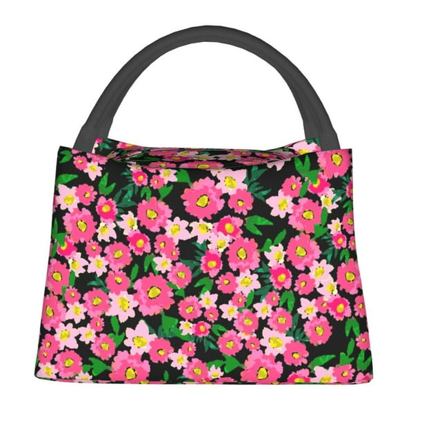 Fotbe Trendy Floral Bolsa Térmica Portátil con Estampado, Bolsa de Entrega de Alimentos Aislada, Bolsa Reutilizable de Gran Capacidad para Comidas y Supermercado