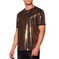 thumbnail image 4 of INSPIRE CHIC Camisetas de Hombre con Lentejuelas de Manga Corta Cuello Redondo para Fiesta Nocturna T-Shirts XL Champagne, 4 of 6