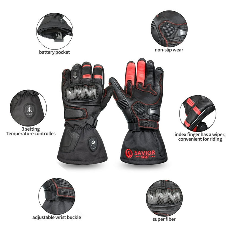 Savior Heat 2024 Upgraded Men's Motorcycle Gloves ,Rechargeable
