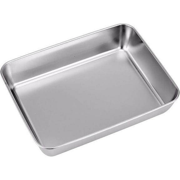LQQBOX 1 PCS Heavy Duty Stainless Steel Baking Pans,Toaster Oven Pan,Jelly Roll Pan,Barbeque Grill Pan,Deep Edge,Superior Mirror Finish, Dishwasher Safe