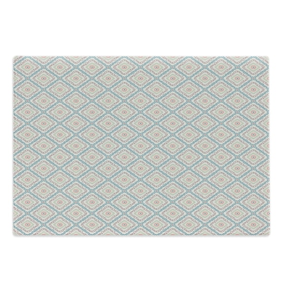 Boho Cutting Board, Abstract Pattern with Geometric Elements in Pastel Tones Squares Print, Decorative Tempered Glass Cutting and Serving Board, in 3 Sizes, by Ambesonne
