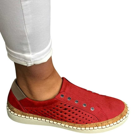 ZPYESWOW Women s Walking Shoes Women s Slip on Shoes Slip on Comfort Fashion Comfortable for Walking Sneakers Slip on Shoes Women Shoes On Red 4.5