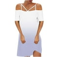 thumbnail image 2 of TIMIFIS Robe Courte d'Été pour Femme, Robe T-Shirt Décontractée, Bretelles Spaghetti Ajustables, Épaules Dénudées, Robe à Dégradé de Couleurs - Printemps/été, 2 of 4