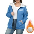 thumbnail image 2 of UTSJKR Women’s Plus Size Warm Sherpa Hoodie - Oversized Fuzzy Fleece Zip Up Winter Coat with Pockets Yes I'm Still Cold Fuzzy Fleece Jacket Blue L, 2 of 6