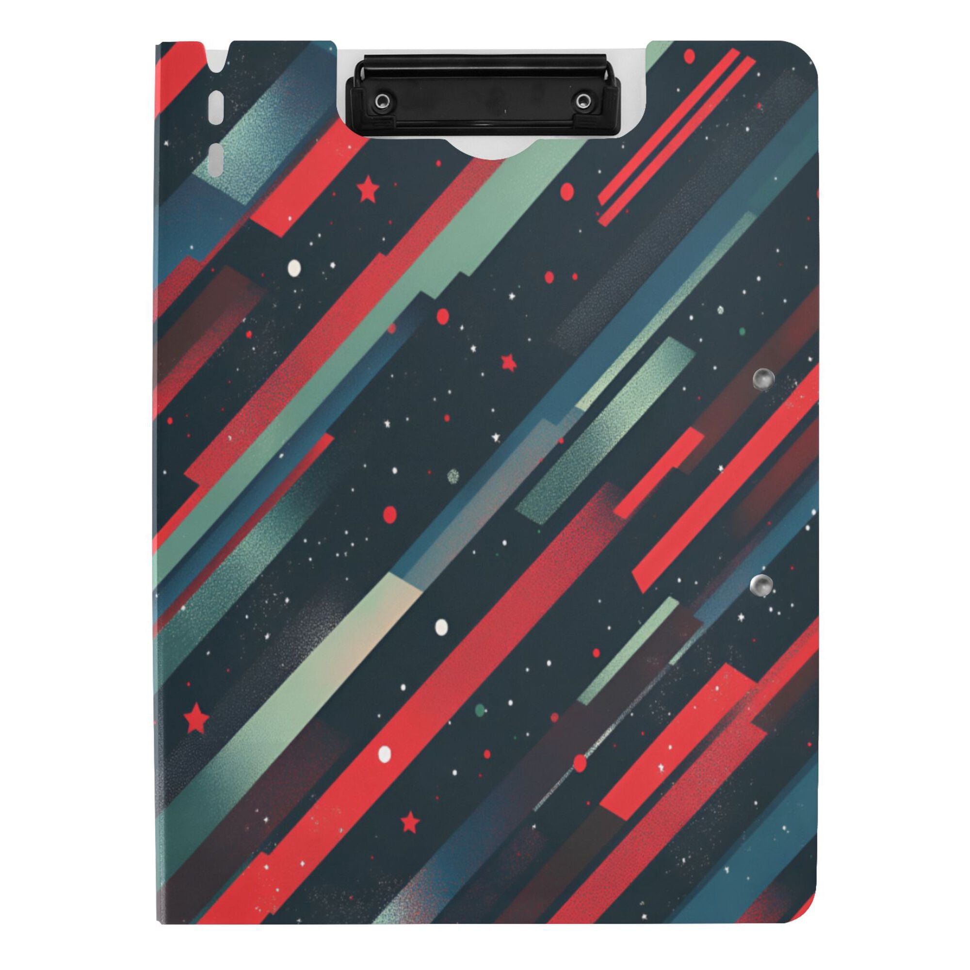 FORMRS A4 Clipboard Folder with Pen Holder Horizontal Foldable School Office Binder, Stars Abstract Lines