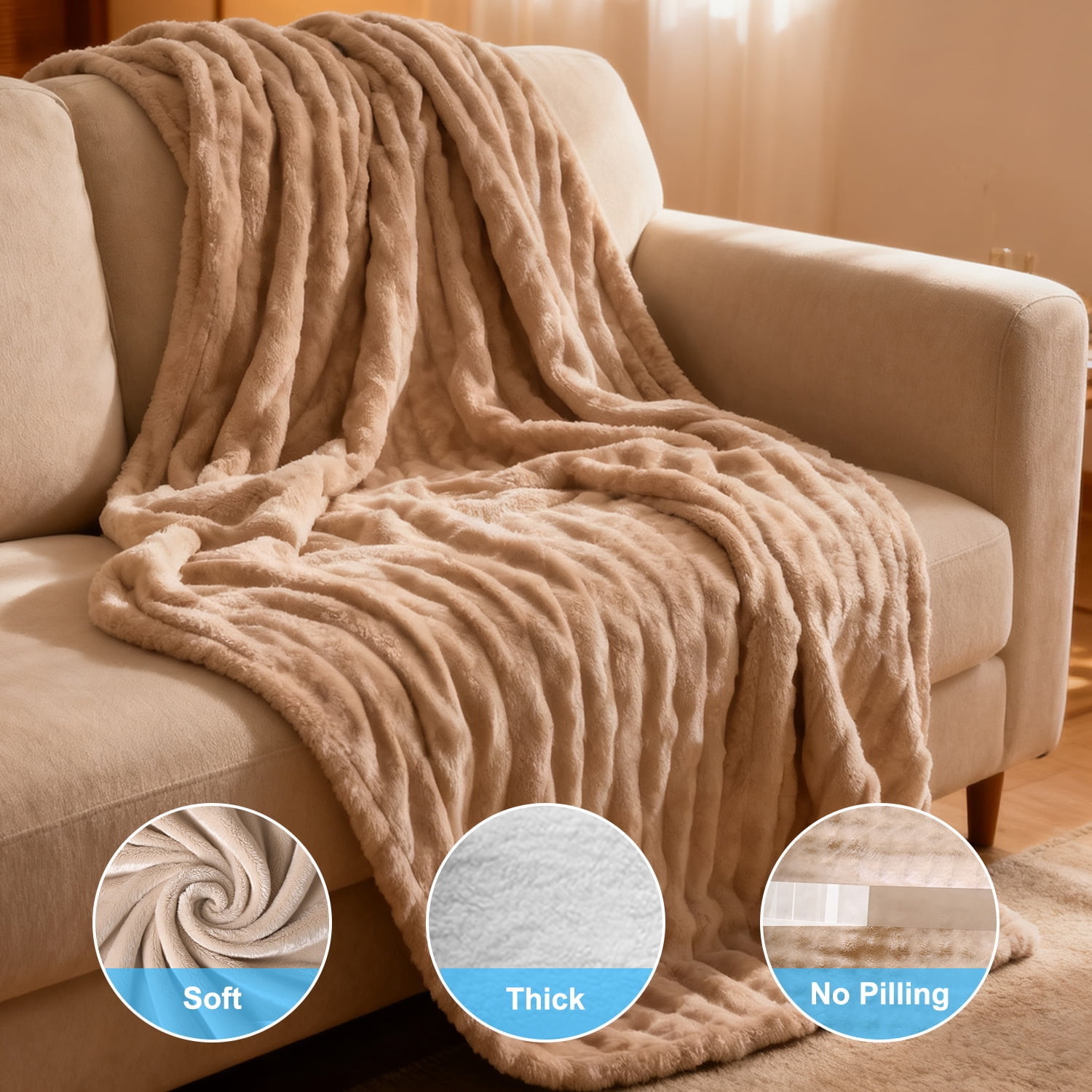 KINGTE Heated Blanket with 8 Heat Settings & 1-12H Auto Shut-off, 62"x84" Machine Washable Electric Throw, Overheat Protection,Household, Bedding