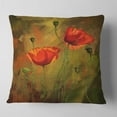 thumbnail image 2 of Designart Watercolor Poppy Flowers - Floral Throw Pillow - 18x18, 2 of 5