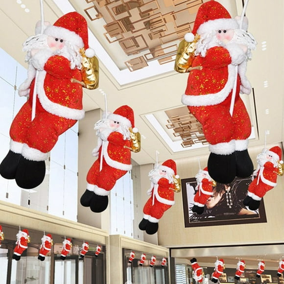 Flmtop Noël Santa Claus Escalade Corde Marché Vitrine Arbre Fenêtre Suspendu Décor