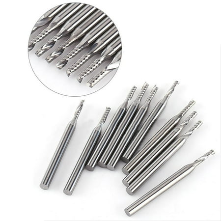 

GLFILL 10Pcs 1/8 2Mm Carbide Spiral Bit End Mill Cutter Set Cnc Single Flute Router