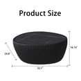 thumbnail image 4 of 32" Oval Coffee Table with Marble Top, Fluted PU Leather Center Table, Modern Minimalist Tea Table for Living Room, No Assembly, Black, 4 of 6