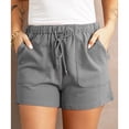 thumbnail image 3 of Women Shorts High Waist Elastic Pants Drawstring Pure Color Shorts Summer Casual Pants Gery XXL, 3 of 6