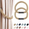 thumbnail image 1 of 2 Pack Strong Magnetic Curtain Tiebacks Decorative Rope Holdbacks Convenient Ties Backs for Thin or Thick Window Draperies No Tools Required 19.7in, Slightly Heavy- Gold, 1 of 7