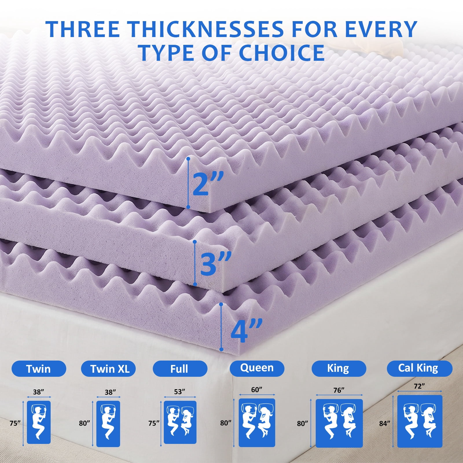Mattress Topper, Twin Size Egg Crate Memory Foam Mattress Topper,Pressure Relief for Back Pain, 2 Inches