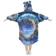 thumbnail image 2 of FORMRS Wearable Blanket Hoodie with Sleeves for Kids Cozy Flannel Sweatshirt, Beautiful Floral Moon, 2 of 7