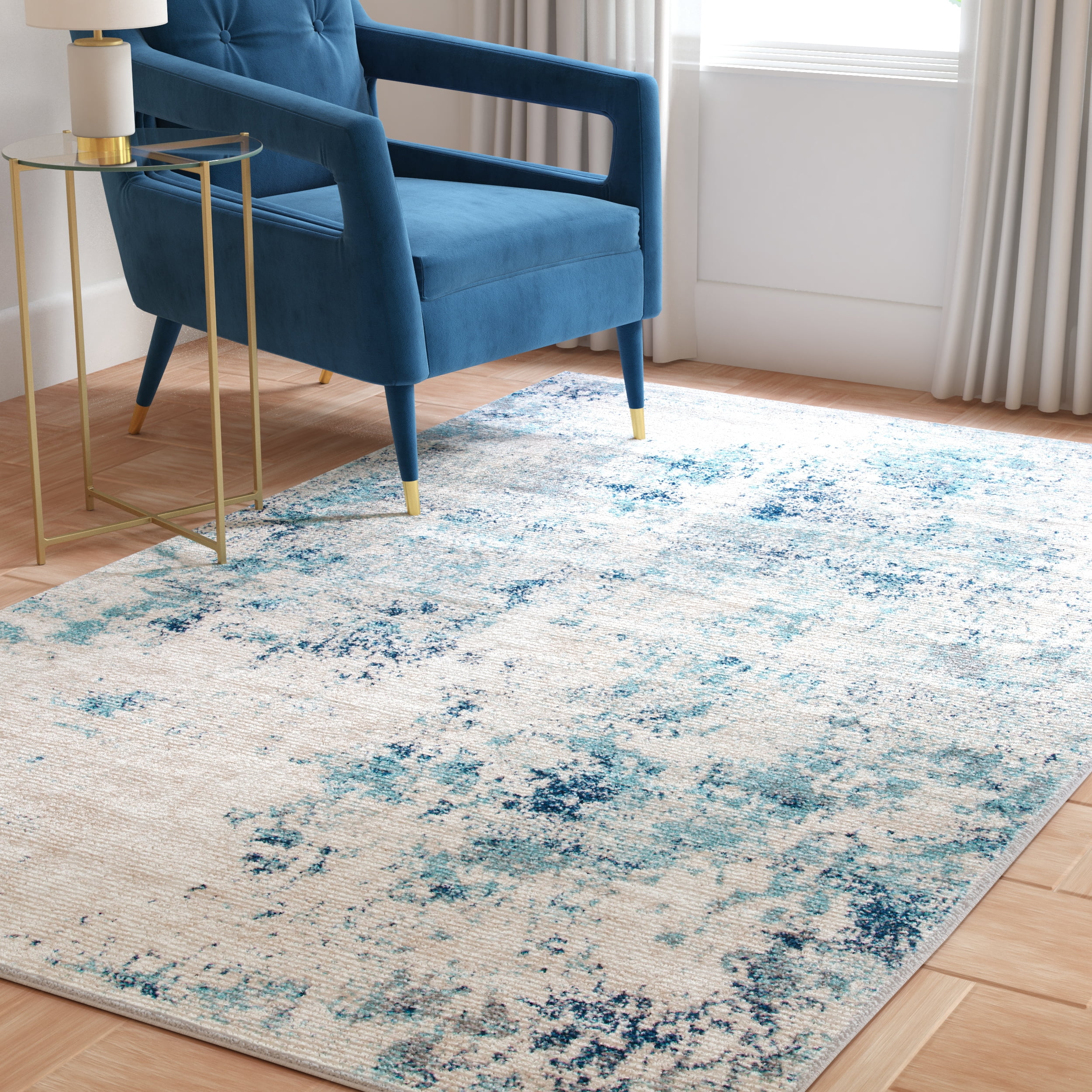 SAFAVIEH Aston Calanthia Abstract Area Rug, Ivory/Blue, 9' x 12'