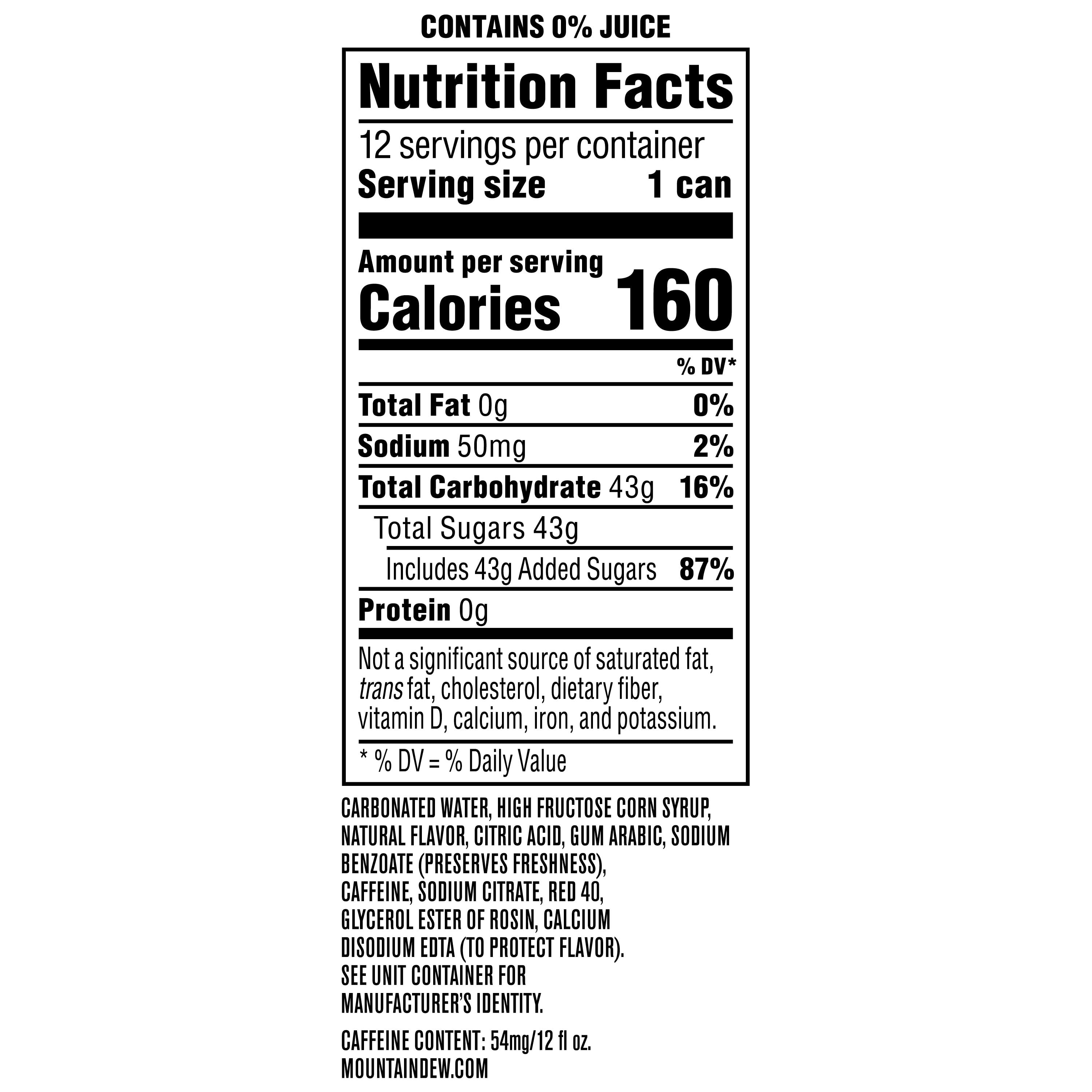 Mountain Dew Star Spangled Splash Red Berry Soda Pop, 12 oz, 12 Pack Cans